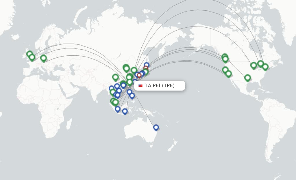 Eva Air destinations map